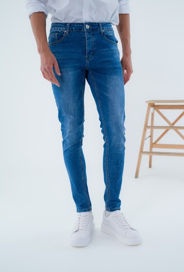 Grossiste Omnimen - Jeans skinny bleu denim 028