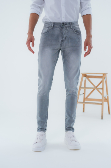 Wholesaler Omnimen - Light Gray Washed Skinny Jeans