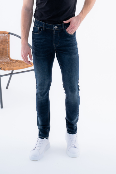 Großhändler Omnimen - Slim-Fit-Jeans aus blauem Denim