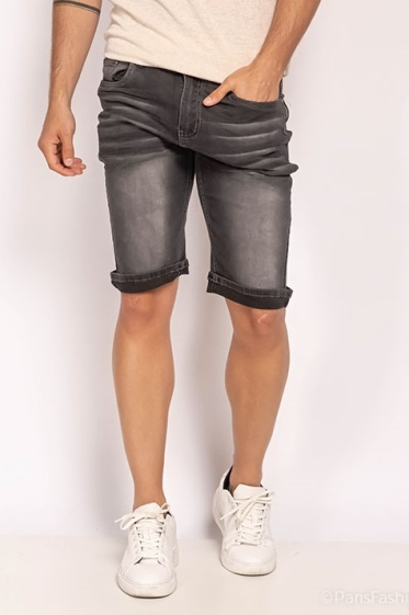 Grossiste Omnimen - Short jeans gris délavé