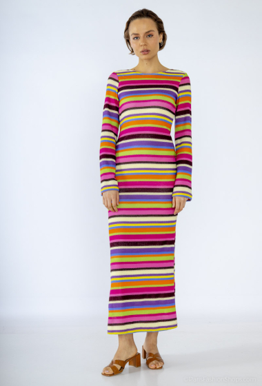 Grossiste Eight Paris - Maxi robe tressé multicolor
