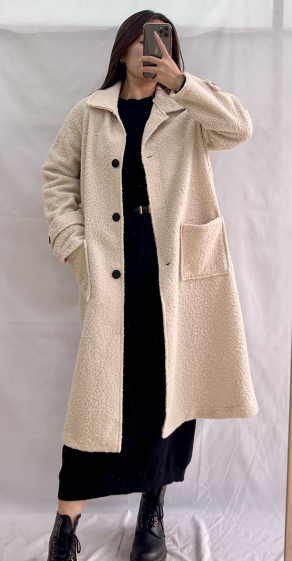 Wholesaler ELEVEN STUDIO - Long coat, sheepskin effect