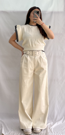 Wholesaler ELEVEN STUDIO - Trousers with faux leather belt.