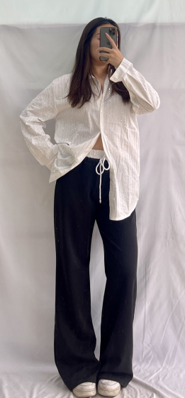 Wholesaler ELEVEN STUDIO - Wide, adjustable pants, white band
