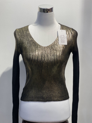 Wholesaler ELEVEN STUDIO - Gold V-neck sweater