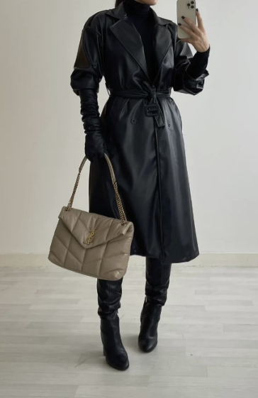 Wholesaler ELEVEN STUDIO - Faux leather trench coat
