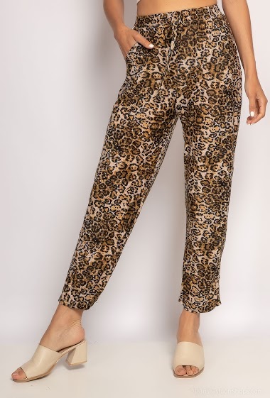 Grossiste Elissa - Pantalon stretch imprimé léopard