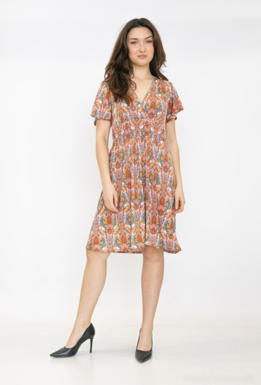 Wholesaler Elissa - short printed dress with small sleeves