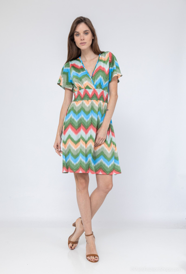 Wholesaler Elissa - short printed dress with small sleeves
