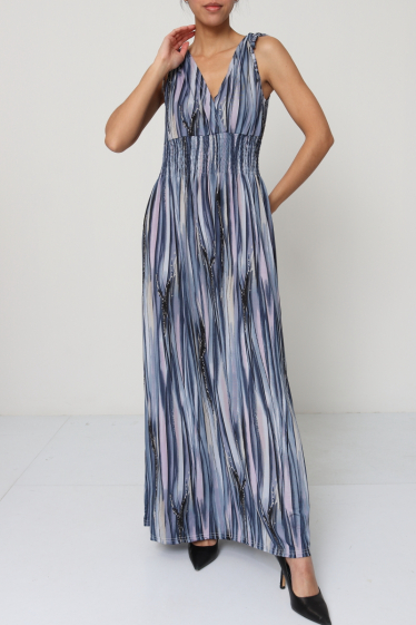 Wholesaler Elissa - sleeveless magic long printed dress