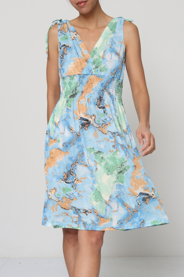Wholesaler Elissa - Stretchy waist sleeveless printed dress