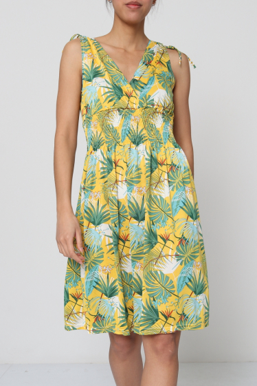 Wholesaler Elissa - Stretchy waist sleeveless printed dress
