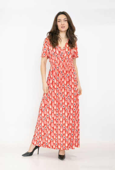 Wholesaler Elissa - Long printed dress with small sleeves