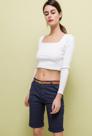 Wholesaler Elle Style - HARRY Cotton chino Bermuda shorts with belt.