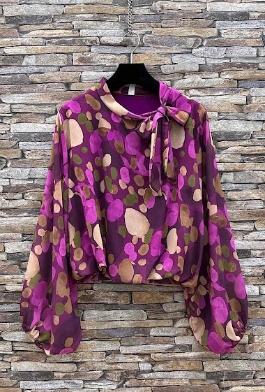Mayorista Elle Style - ANIELLA blouse, printed with romantic fluid sleeves, chic and trendy with viscose lining.