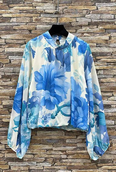 Wholesaler Elle Style - ANIELLIE blouse. printed with romantic fluid sleeves. chic and trendy with viscose lining.