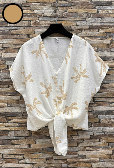 Wholesaler Elle Style - EILISH romantic linen effect blouse with buttons, fluid and bohemian.