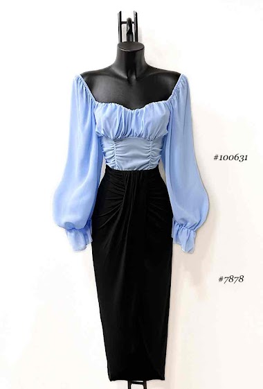 Großhändler Elle Style - Sehr schicke und romantische fließende FOFO-Bluse