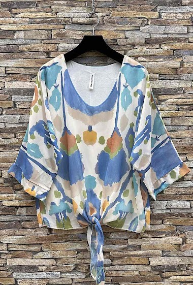 Mayorista Elle Style - DELILA printed blouse, romantic and chic with viscose lining