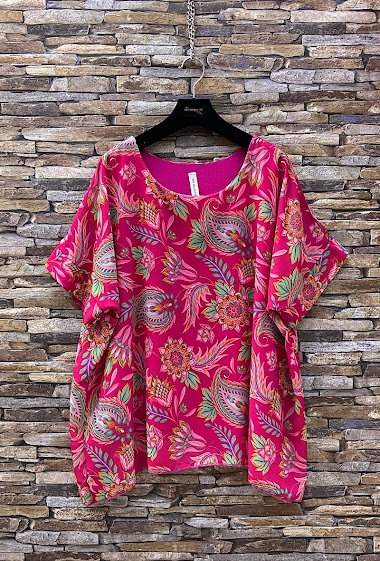 Wholesaler Elle Style - LILANE printed blouse, romantic and chic with viscose lining