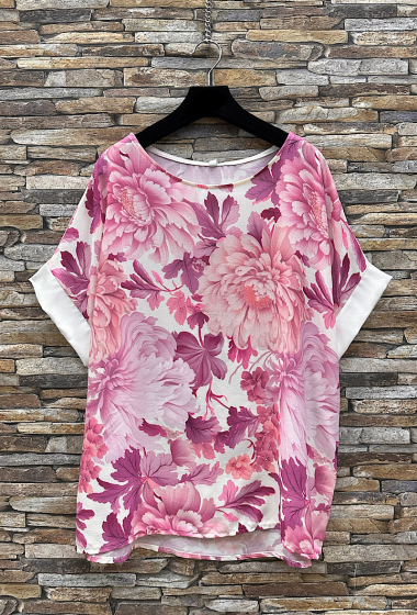 Wholesaler Elle Style - MAISSANE blouse, fluid, printed with necklace