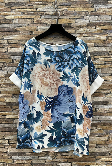 Wholesaler Elle Style - MAISSANE blouse, fluid, printed with necklace