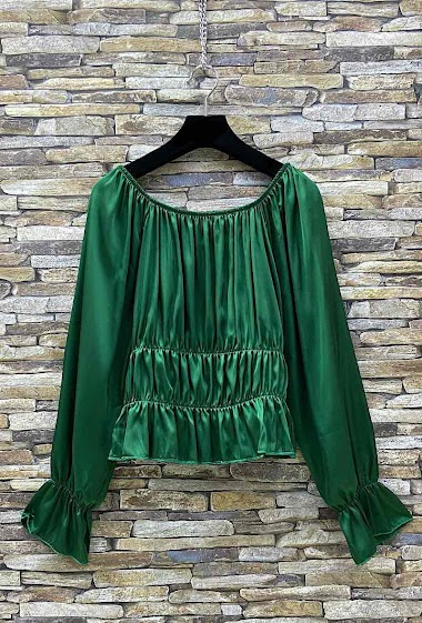 Wholesaler Elle Style - MEILIE blouse, flowing and romantic, satiny, long sleeves.