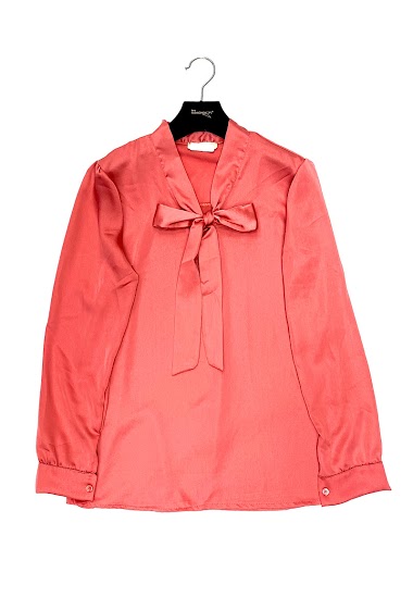 Wholesaler Elle Style - Satin blouse with lavaliere collar