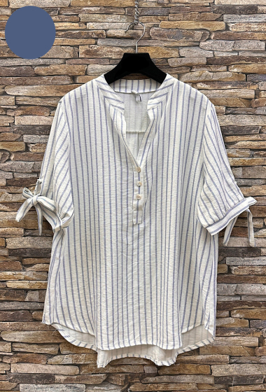 Wholesaler Elle Style - ARIELLE linen effect shirt with buttons, fluid and bohemian