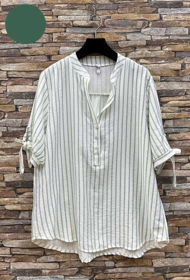 Wholesaler Elle Style - ARIELLE linen effect shirt with buttons, fluid and bohemian