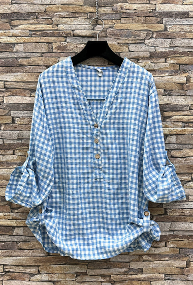 Wholesaler Elle Style - CARRELLE shirt in cotton gingham check print.