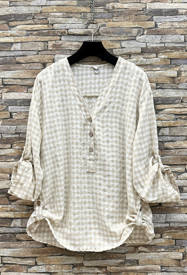Wholesaler Elle Style - CARRELLE shirt in cotton gingham check print.