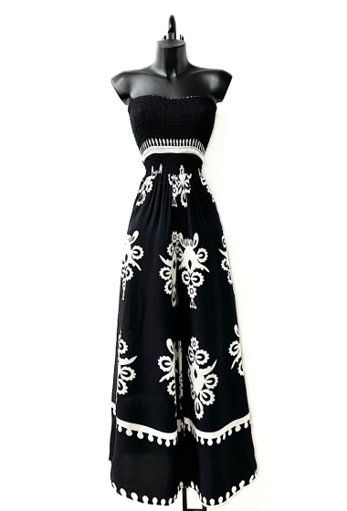 Großhändler Elle Style - AILYS bedruckter Viskose-Jumpsuit, weite Hose mit fließenden und schicken Taschen.