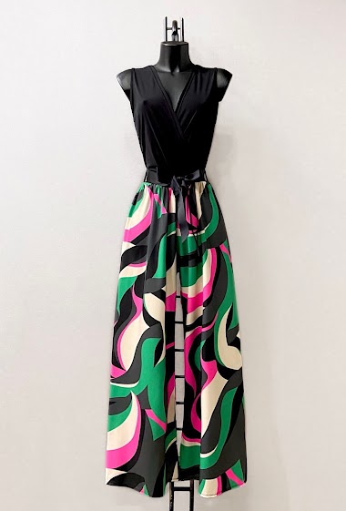 Wholesaler Elle Style - Printed LIMEI jumpsuit, fluid and chic wide pants.