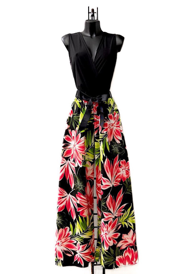 Wholesaler Elle Style - Printed LIMEI jumpsuit, fluid and chic wide pants.