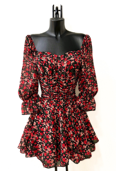 Wholesaler Elle Style - CAMILA printed short jumpsuit, fluid and romantic.