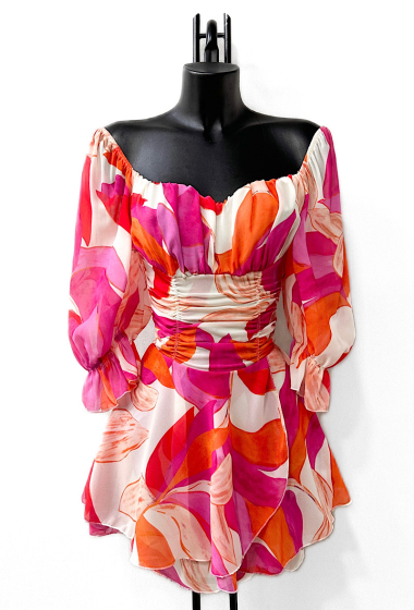 Wholesaler Elle Style - CAMILA printed short jumpsuit, fluid and romantic.