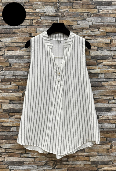 Wholesaler Elle Style - ARIELLA linen effect tank top with buttons, fluid and bohemian