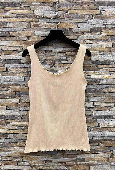 Wholesaler Elle Style - Basic LAURA tank top in ribbed cotton jersey, frilly detail.