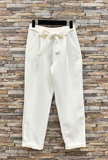 Wholesaler Elle Style - EMMY pants with chic bow. elastic at the waist and trendy