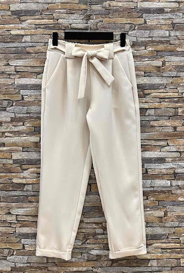 Wholesaler Elle Style - EMMY pants with chic bow. elastic at the waist and trendy