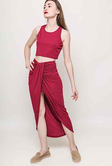 Großhändler Elle Style - MAEVA tank top and skirt set. with integrated skirt. viscose jersey
