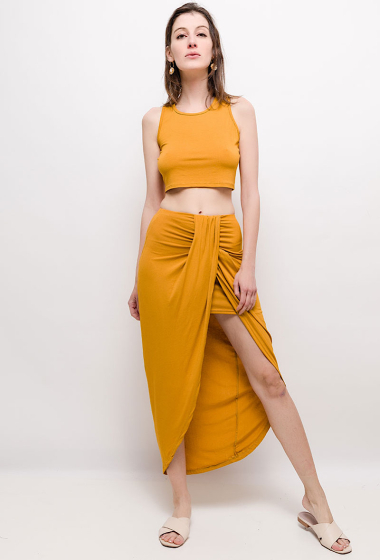 Großhändler Elle Style - MAEVA tank top and skirt set. with integrated skirt. viscose jersey