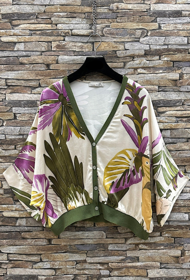 Wholesaler Elle Style - GILETTA cardigan printed in silk-effect satin viscose, fluid and romantic