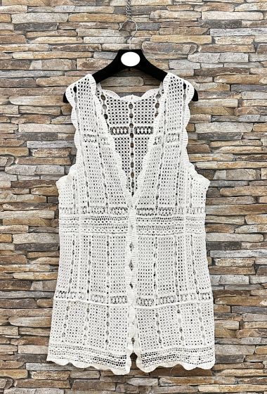 Wholesaler Elle Style - HINA cardigan in cotton crochet, boho chic and romantic