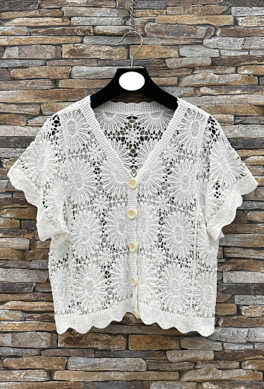 Wholesaler Elle Style - Top CLARINSSE cotton crochet vest, bohemian chic and romantic
