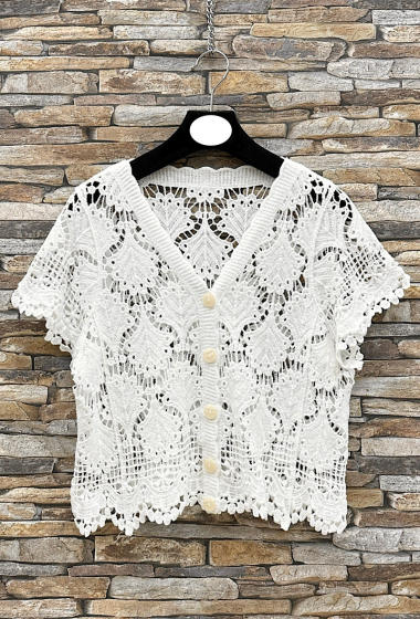 Wholesaler Elle Style - Top CLASSE cotton crochet vest, bohemian chic and romantic