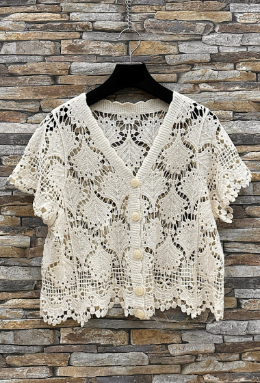Wholesaler Elle Style - Top CLASSE cotton crochet vest, bohemian chic and romantic