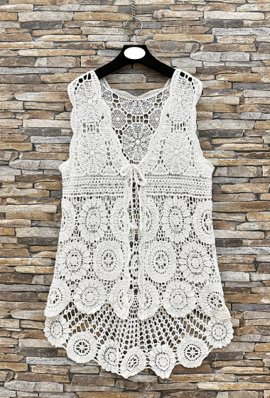 Wholesaler Elle Style - Top CLARO vest in cotton crochet, bohemian chic and romantic
