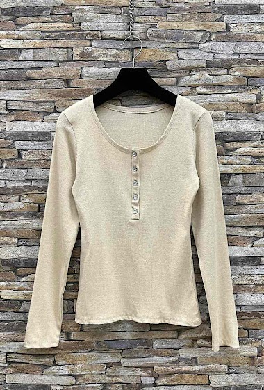 Wholesaler Elle Style - FIONA Ribbed jersey top with buttons